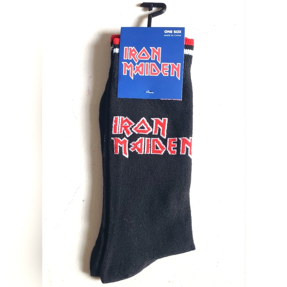 IRON MAIDEN youth men black socks One Size fits shoes size 7-12